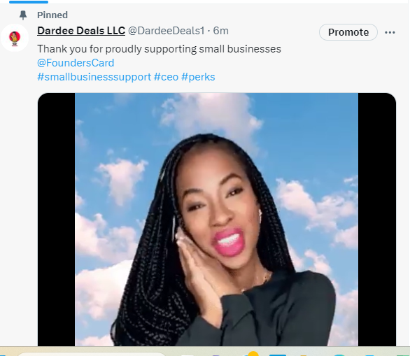 dardee deals thank you to the founders card via twitter 